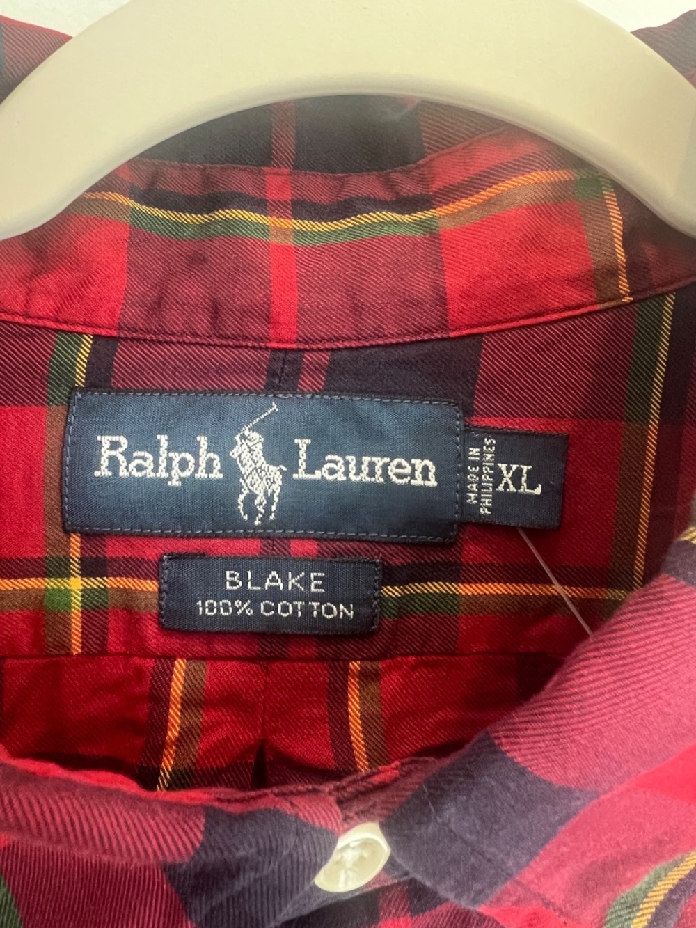 Ralph Lauren Blake Red Plaid Button Down Shirt 100% Cotton XL - Picture 2 of 6